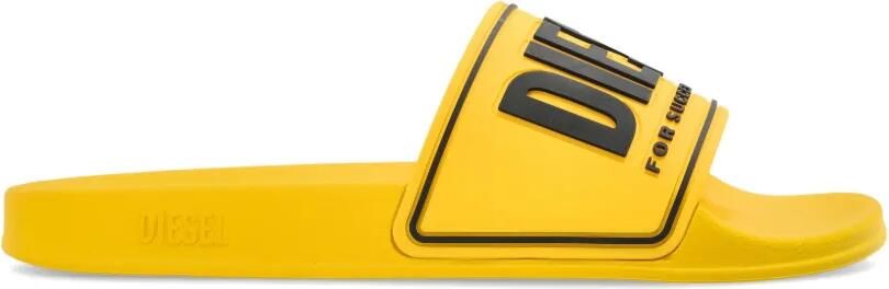 Diesel Sa-Mayemi slippers met logoprint Geel