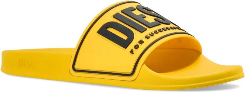 Diesel Sa-Mayemi slippers met logoprint Geel - Foto 2