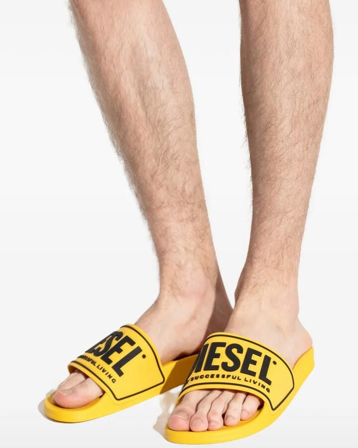Diesel Sa-Mayemi slippers met logoprint Geel - Foto 5