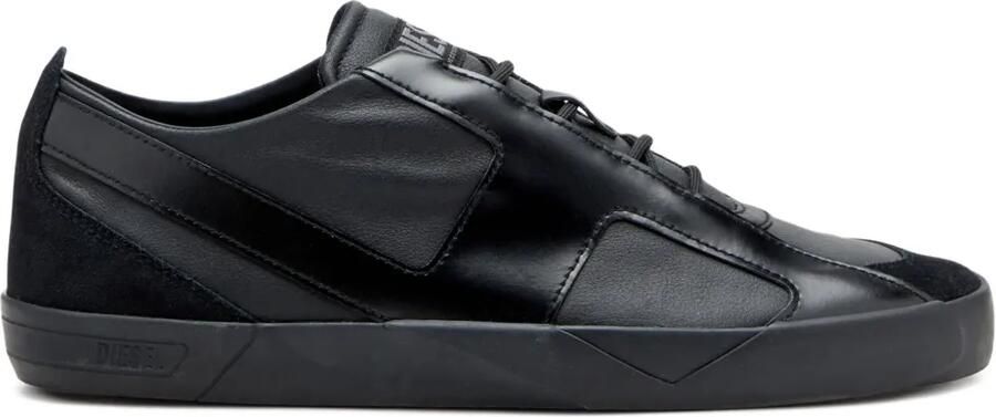 Diesel Slante leren sneakers Zwart