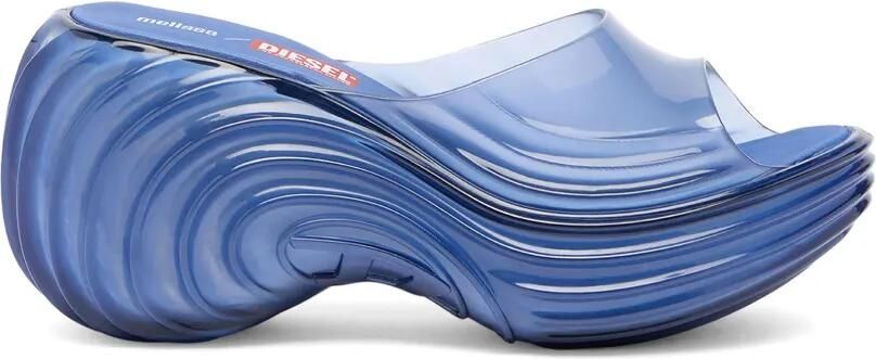 Diesel x Melissa muiltjes met plateauzool van Melflex Blauw