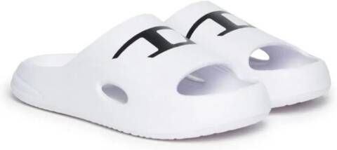 Diesel Kids Chunky slippers met logoprint Wit