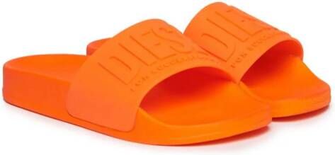 Diesel Kids Slippers met logo-reliëf Oranje