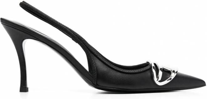 Diesel D-Venus 80mm leren slingback pumps Zwart