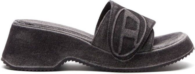 Diesel Sa-Oval D Pf W denim sandalen Zwart