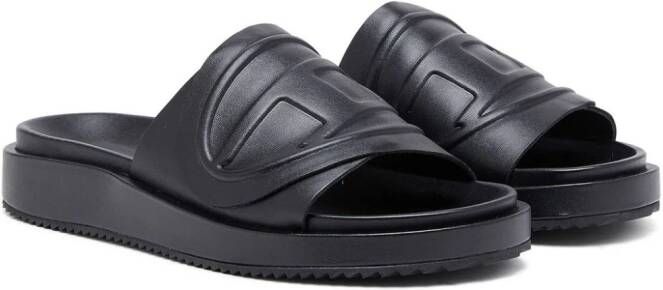 Diesel Sa-Slide D Oval slippers met logo-reliëf Zwart