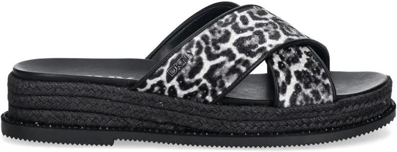 DKNY Berries slippers met kruisbandjes en luipaardprint Zwart