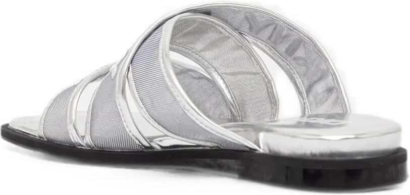 DKNY Cerelia slippers met gekruiste bandjes en geborduurd logo Zilver - Foto 4