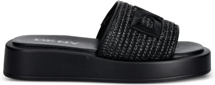 DKNY Geweven platte sandalen met logo-patch Zwart