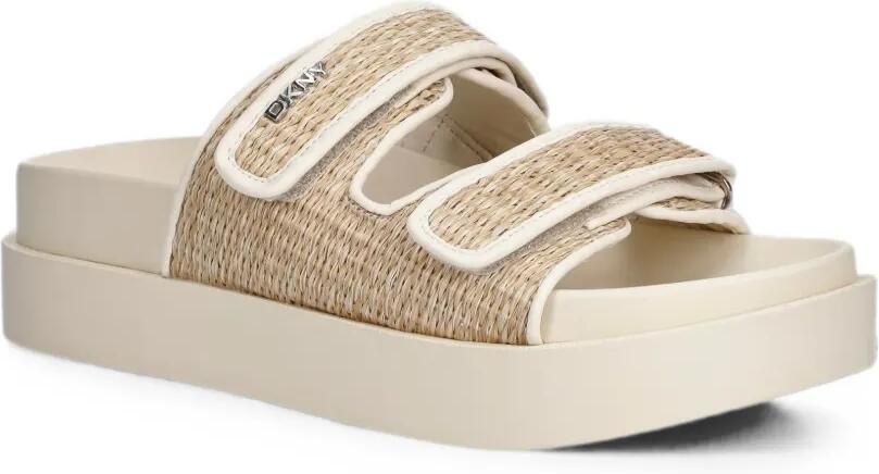 DKNY Geweven sandalen met plateauzool en klittenband Beige - Foto 3