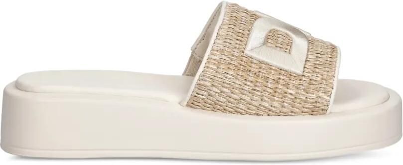 DKNY Geweven slippers met logo-patch Beige