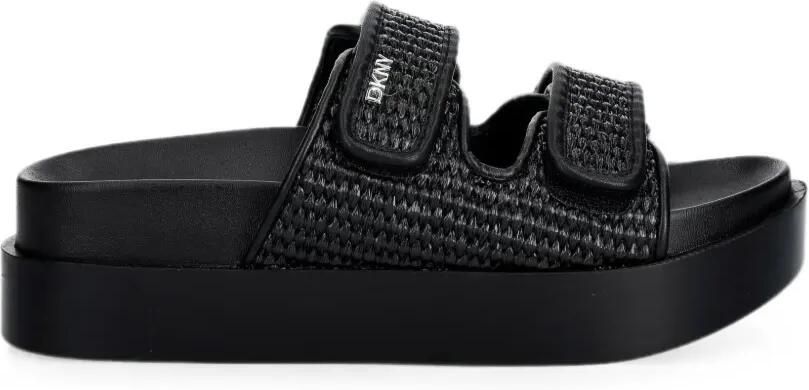 DKNY Piper geweven slippers met klittenband Zwart
