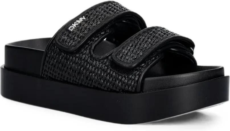 DKNY Piper geweven slippers met klittenband Zwart - Foto 3