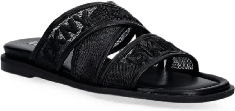 DKNY Platte sandalen met gekruiste bandjes en geborduurd logo Zwart