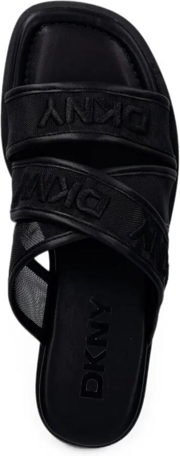 DKNY Platte sandalen met gekruiste bandjes en geborduurd logo Zwart - Foto 2
