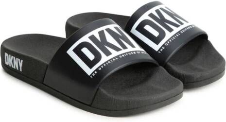 Dkny Kids Badslippers met logoprint Zwart