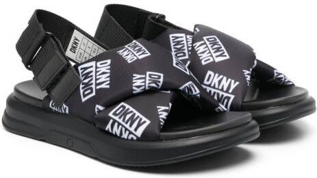 Dkny Kids Slippers met logoprint Zwart