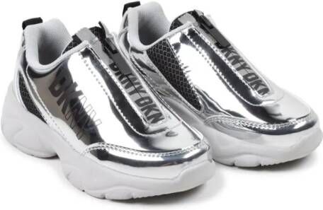 Dkny Kids Metallic sneakers met logoprint en vlakken Zilver