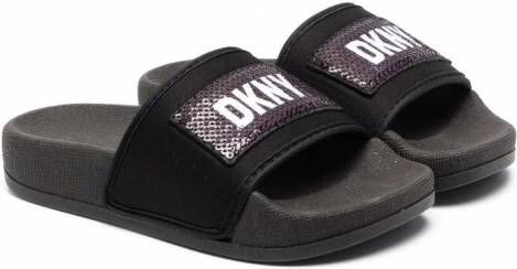 Dkny Kids Slippers met logo Zwart
