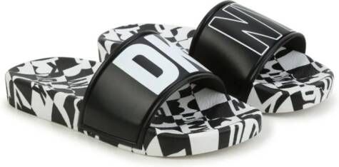 Dkny Kids Slippers met logoprint Zwart