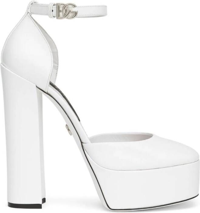 Dolce & Gabbana 105mm lakleren pumps met plateauzool Wit