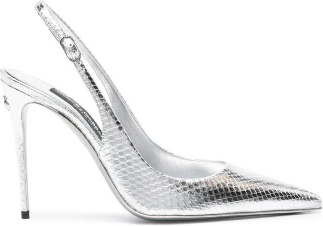 Dolce & Gabbana 120mm leren pumps met slangen-effect Zilver