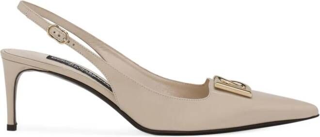 Dolce & Gabbana Slingback pumps met logo Beige