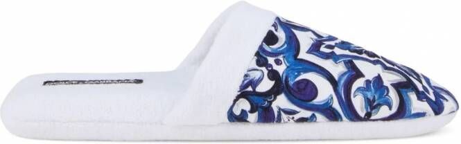Dolce & Gabbana Slippers met barokprint Wit