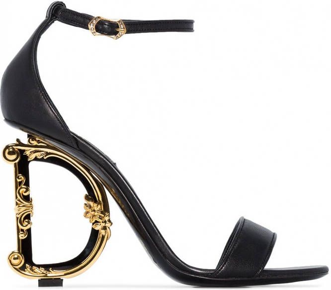 Dolce & Gabbana Baroque leren sandalen Zwart