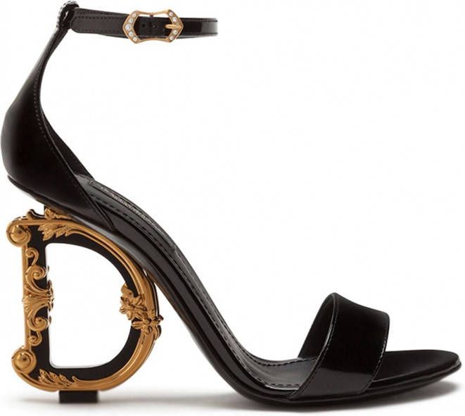 Dolce & Gabbana Baroque leren sandalen Zwart