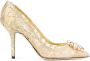 Dolce & Gabbana Belluci pumps dames leer Swarovski kristal katoen leer zijde 35 5 Goud - Thumbnail 1