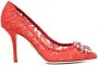 Dolce & Gabbana 60 mm Lace Rainbow pumps met brochedetail Rood - Thumbnail 1