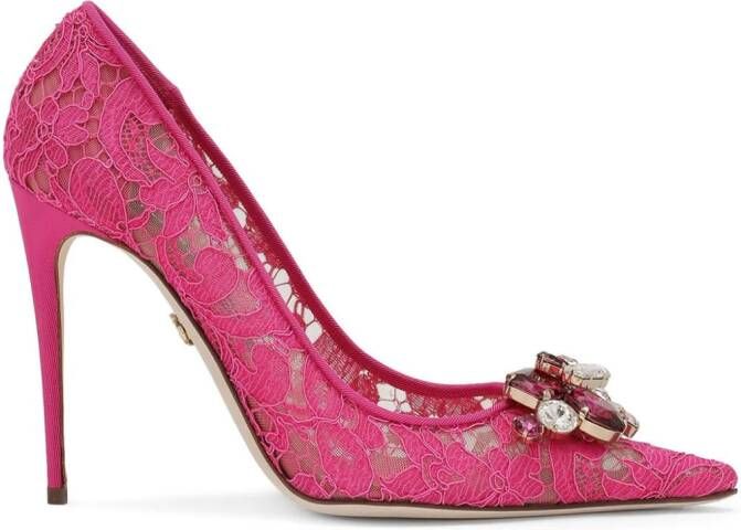 Dolce & Gabbana Belucci pumps met kant Roze