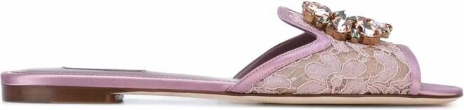 Dolce & Gabbana Rainbow Lace sandalen met broche Roze
