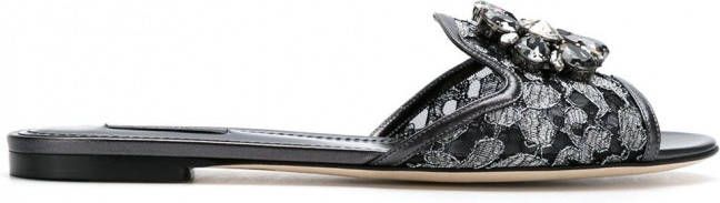 Dolce & Gabbana Bianca'platten sandallen Zwart