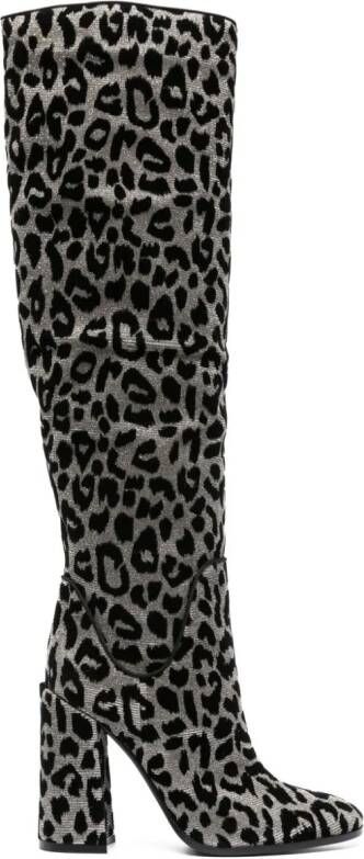 Dolce & Gabbana Cardinale laarzen met luipaardjacquard Grijs