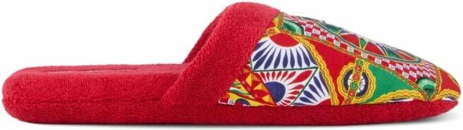 Dolce & Gabbana Carretto Siciliano slippers met print Rood