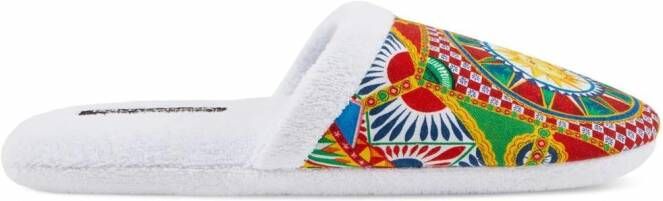 Dolce & Gabbana Carretto Siciliano slippers met print Wit