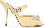 Dolce & Gabbana Kristalversierde Gele Zijden Sandalen Yellow Dames - Thumbnail 2