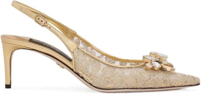 Dolce & Gabbana Slingback pumps met kristallen Beige