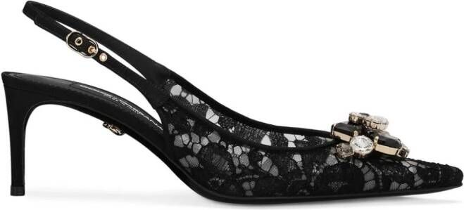 Dolce & Gabbana Slingback pumps met kristallen Zwart