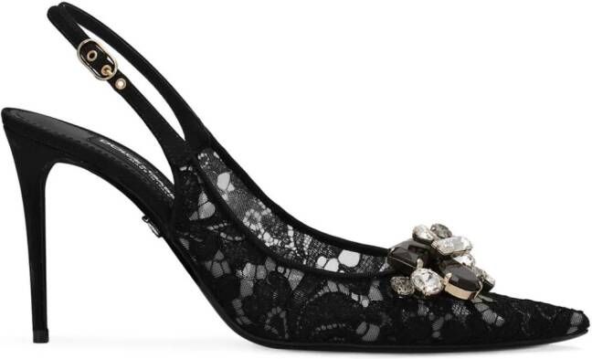 Dolce & Gabbana Slingback pumps met kristallen Zwart