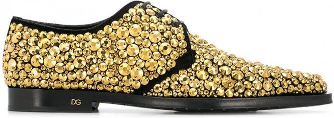 Dolce & Gabbana Derby schoenen met borduurwerk Goud