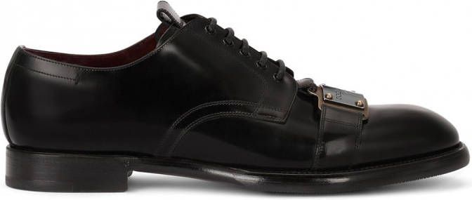 Dolce & Gabbana Derby Schoenen Met Logoplakkaat in het Zwart voor heren Heren Schoenen voor voor Veterschoenen voor Derbyschoenen 