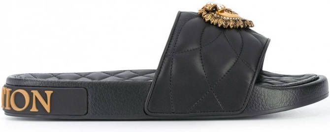 Dolce & Gabbana Devotion gewatteerde slippers Zwart