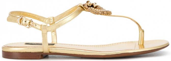 Dolce & Gabbana Devotion sandalen met T-bandje Goud