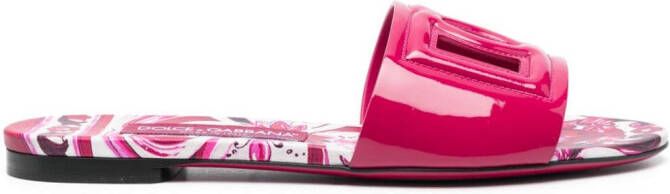 Dolce & Gabbana Slippers met logo Roze