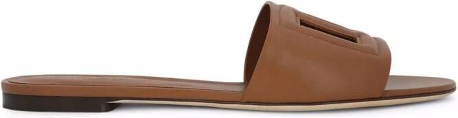 Dolce & Gabbana Leren sandalen met DG-logo Bruin
