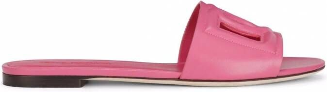 Dolce & Gabbana Leren sandalen met DG-logo Paars