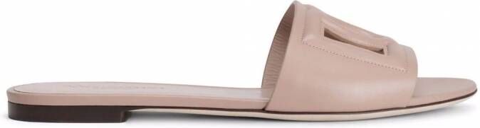 Dolce & Gabbana Leren sandalen met logo Roze